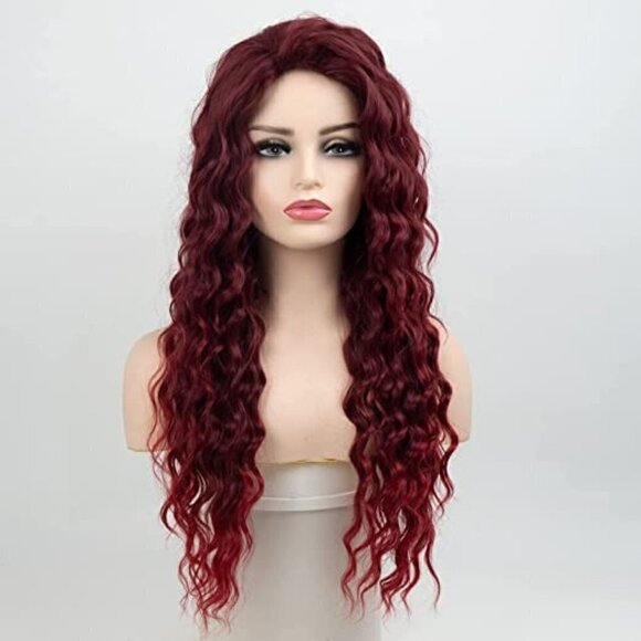 𝅺🆕 Stunning Long Curly Wavy Burgundy Hair Replacement Wig Lace SEXY NWT 👀😘 - Picture 3 of 8
